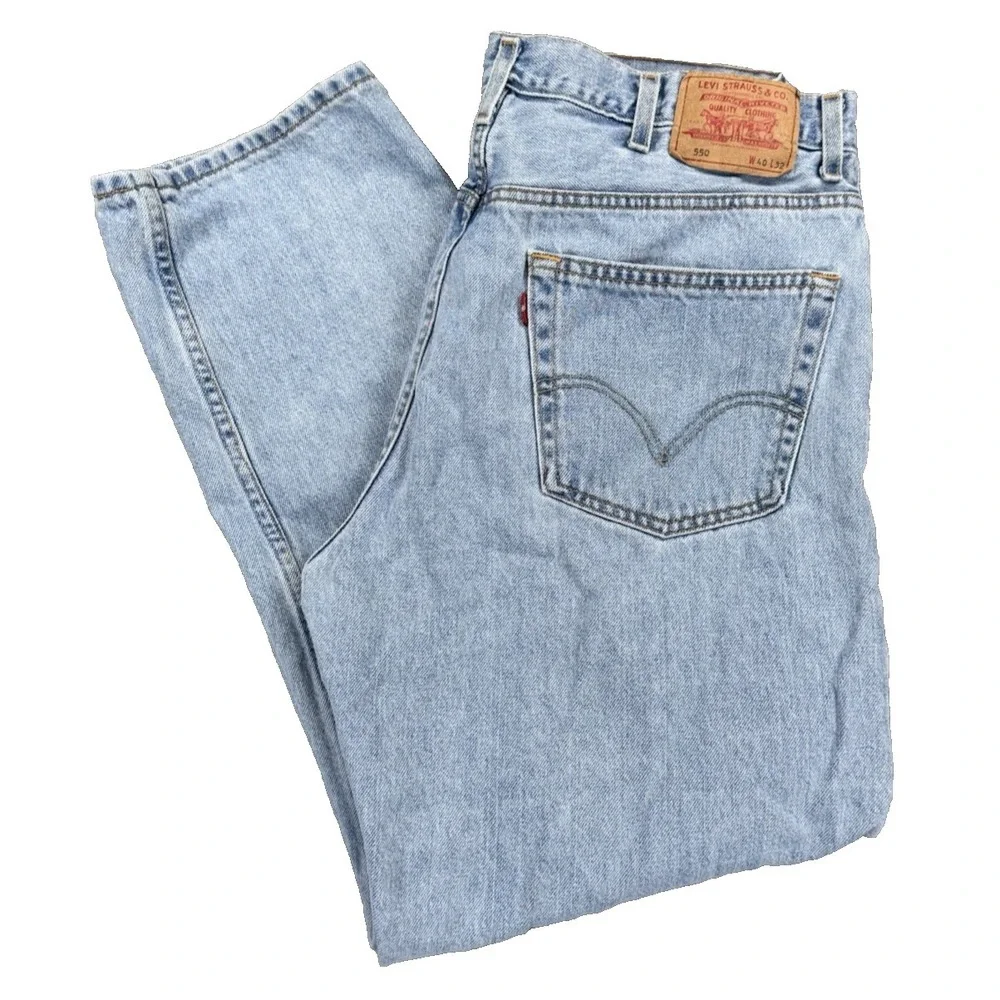 Levis 550 Relaxed Fit Blue Denim Jeans‎ Mens 40 x 32 Straight Leg Mid Rise